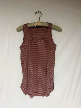 Sunday in Brooklyn Rust and White Striped Scoop Tank